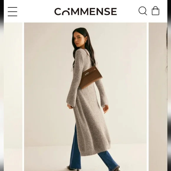 Commense Stacking V-Neck Split Breasted Sweater Dress - Picture 8 of 9